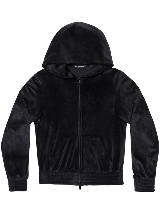 Velvet zip-up hoodie