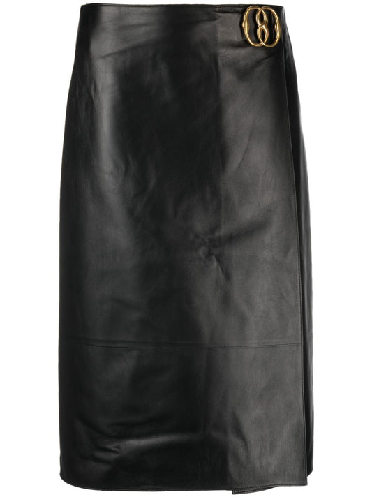 Leather midi skirt