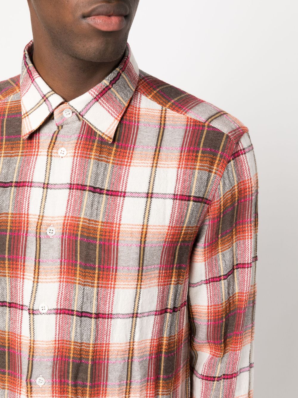 Check print cotton blend shirt