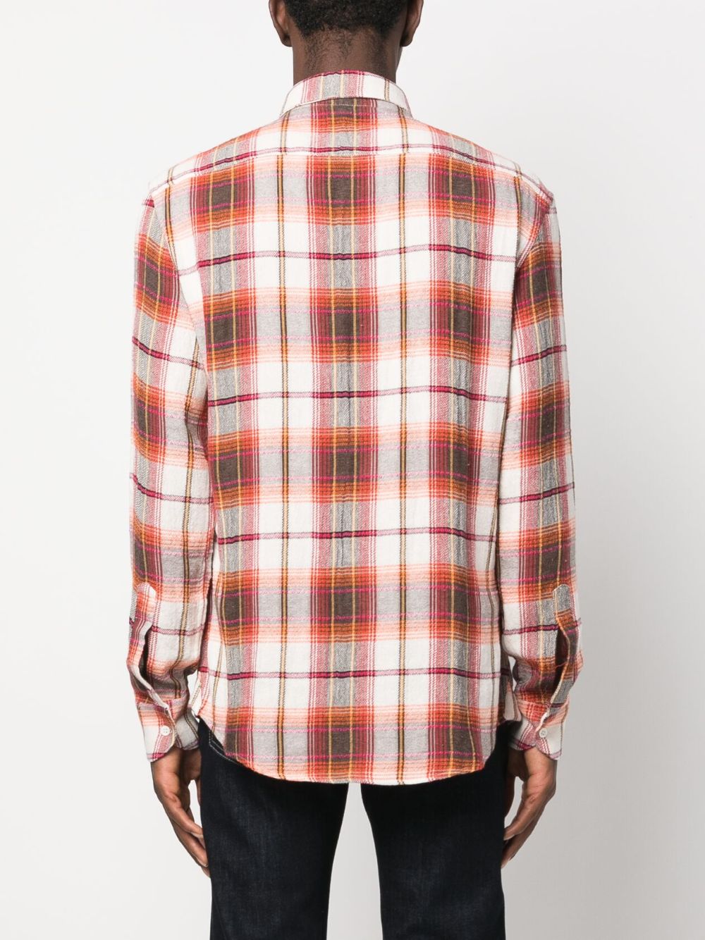 Check print cotton blend shirt