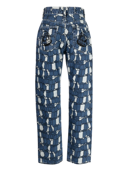 Camouflage print denim jeans