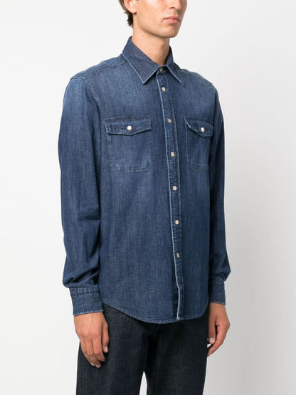 Denim button-down shirt