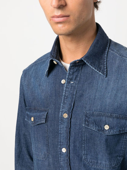 Denim button-down shirt