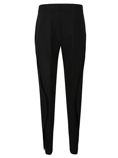 Curved shape wool trousers