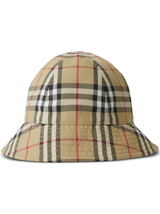 Check motif nylon bucket hat