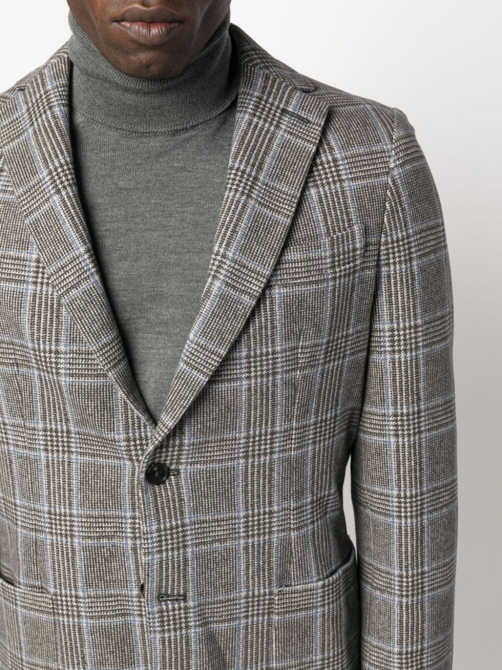 Single-breasted checked cotton jacket