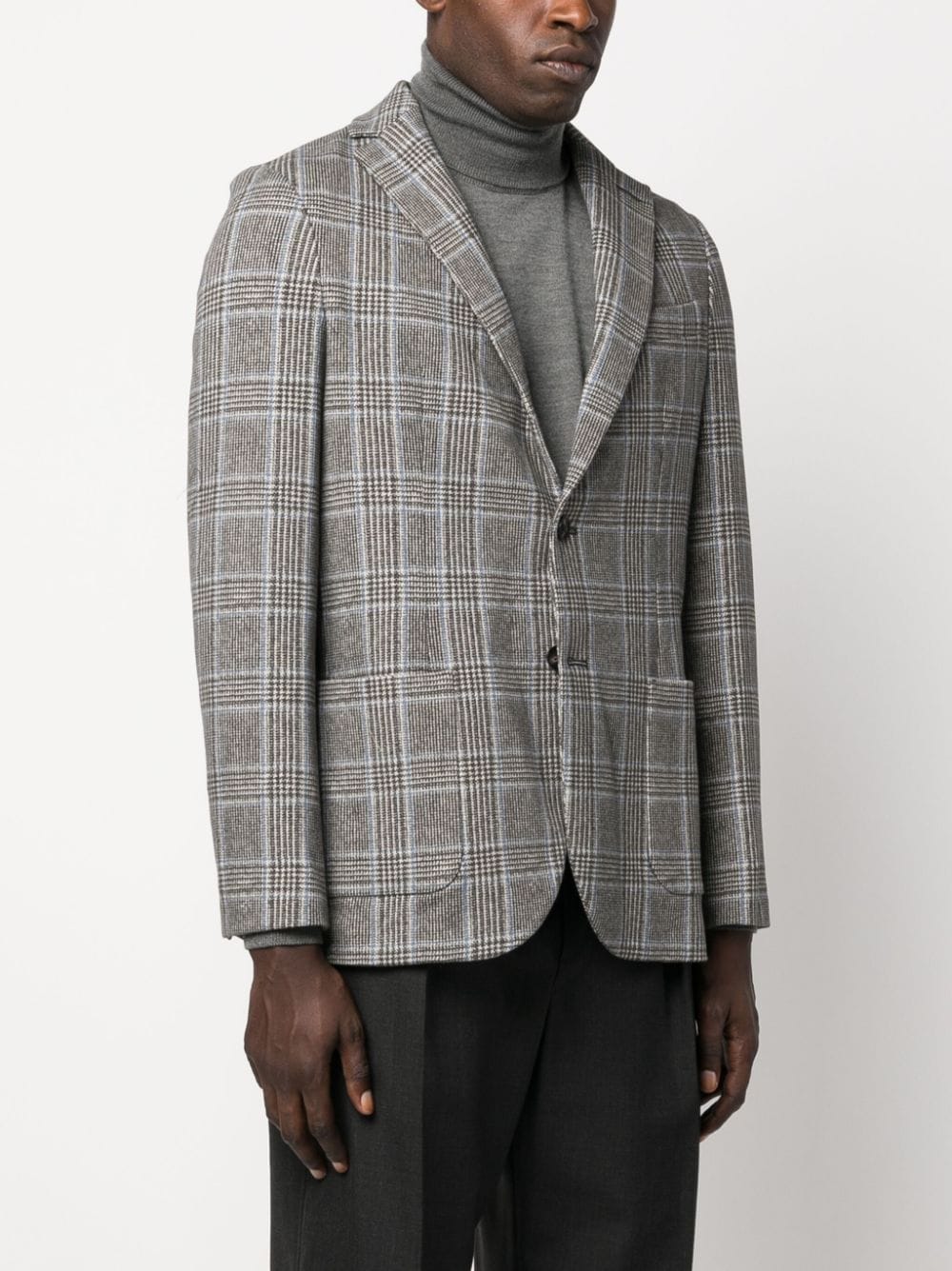 Single-breasted checked cotton jacket