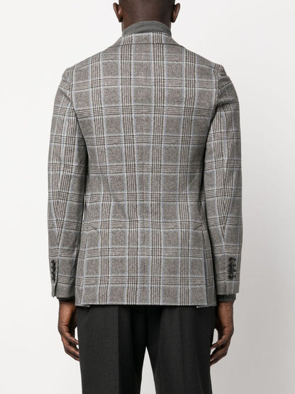 Single-breasted checked cotton jacket