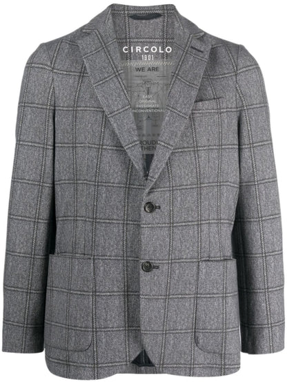 Single-breasted checked cotton jacket