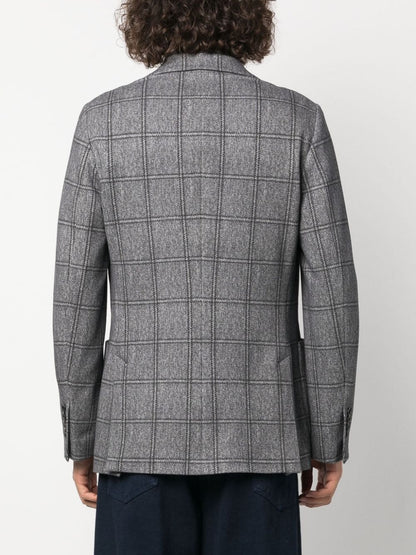 Single-breasted checked cotton jacket