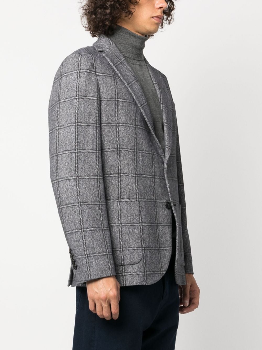 Single-breasted checked cotton jacket