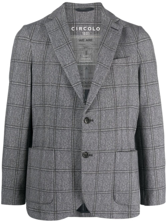 Single-breasted checked cotton jacket