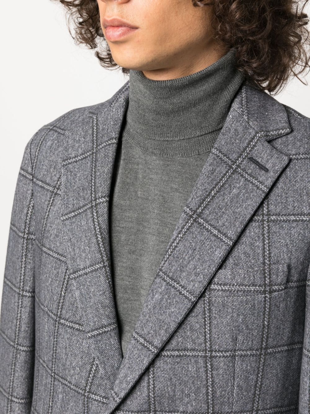 Single-breasted checked cotton jacket