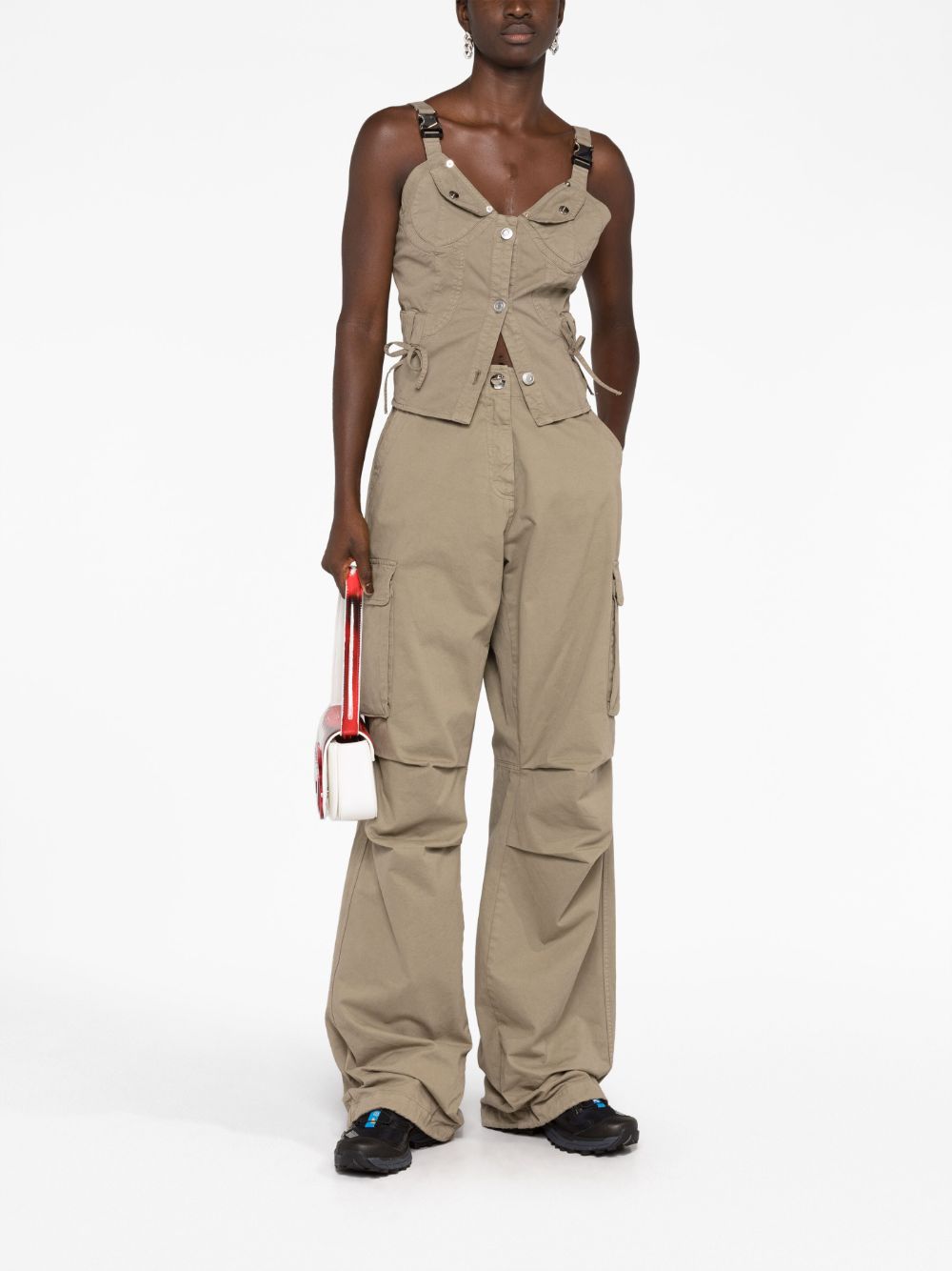 Wide leg cargo trousers