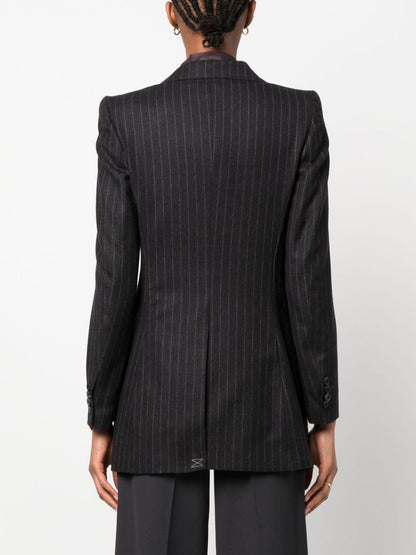 Double-breasted pinstripe wool jacket