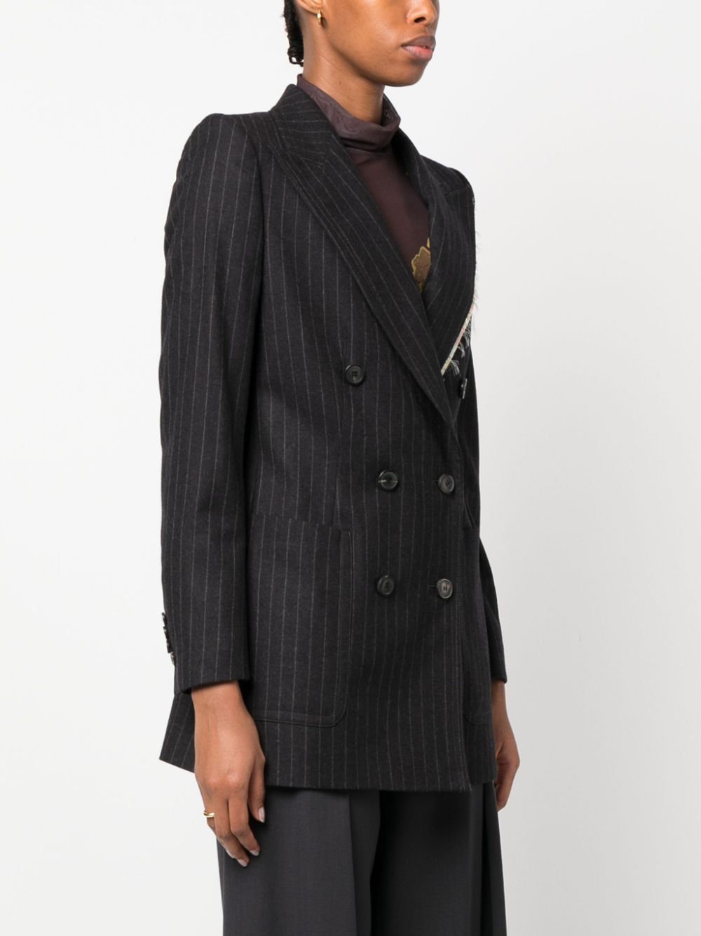 Double-breasted pinstripe wool jacket