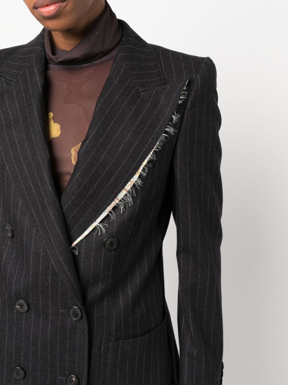 Double-breasted pinstripe wool jacket