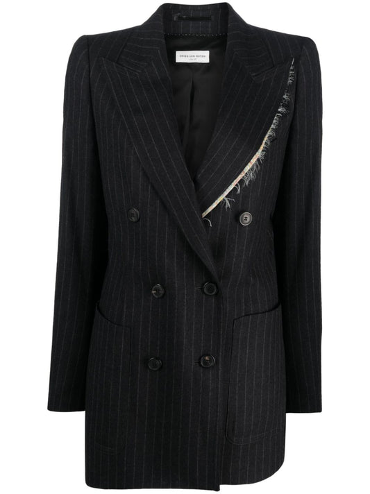 Double-breasted pinstripe wool jacket