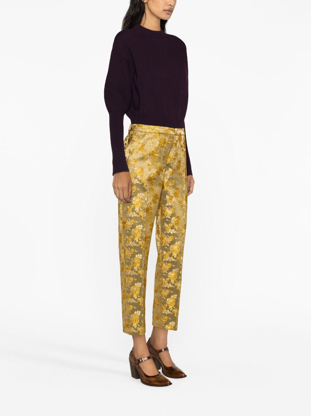 Straight damask trousers