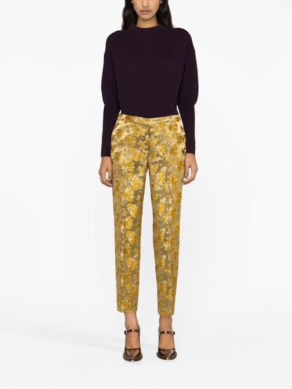 Straight damask trousers