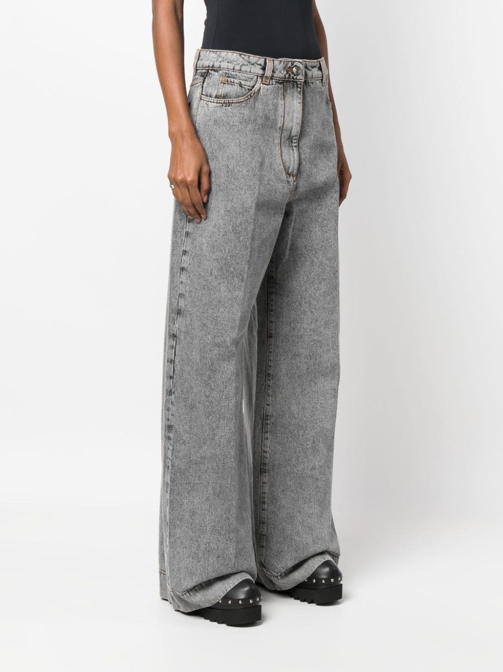 Wide leg cotton jeans