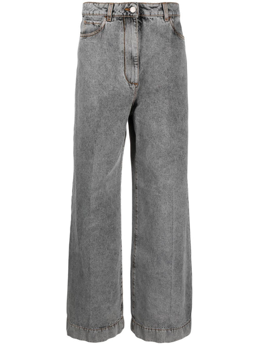 Wide leg cotton jeans