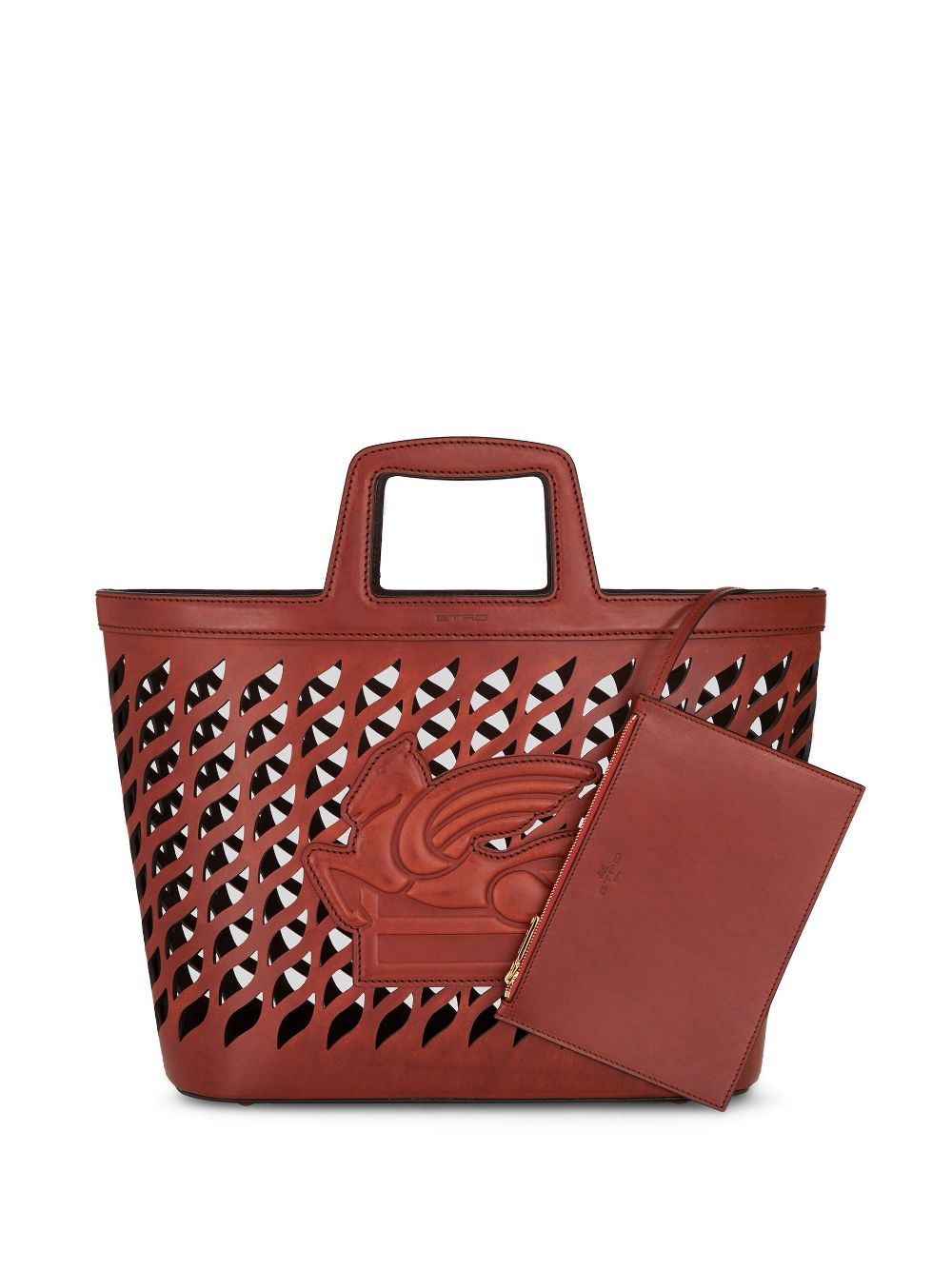 Perforated leather shopping bag