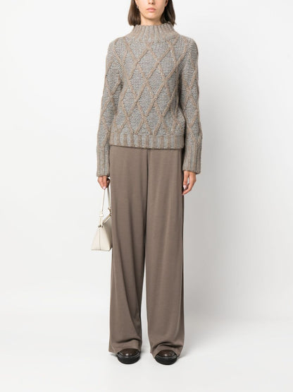 Wide leg wool trousers