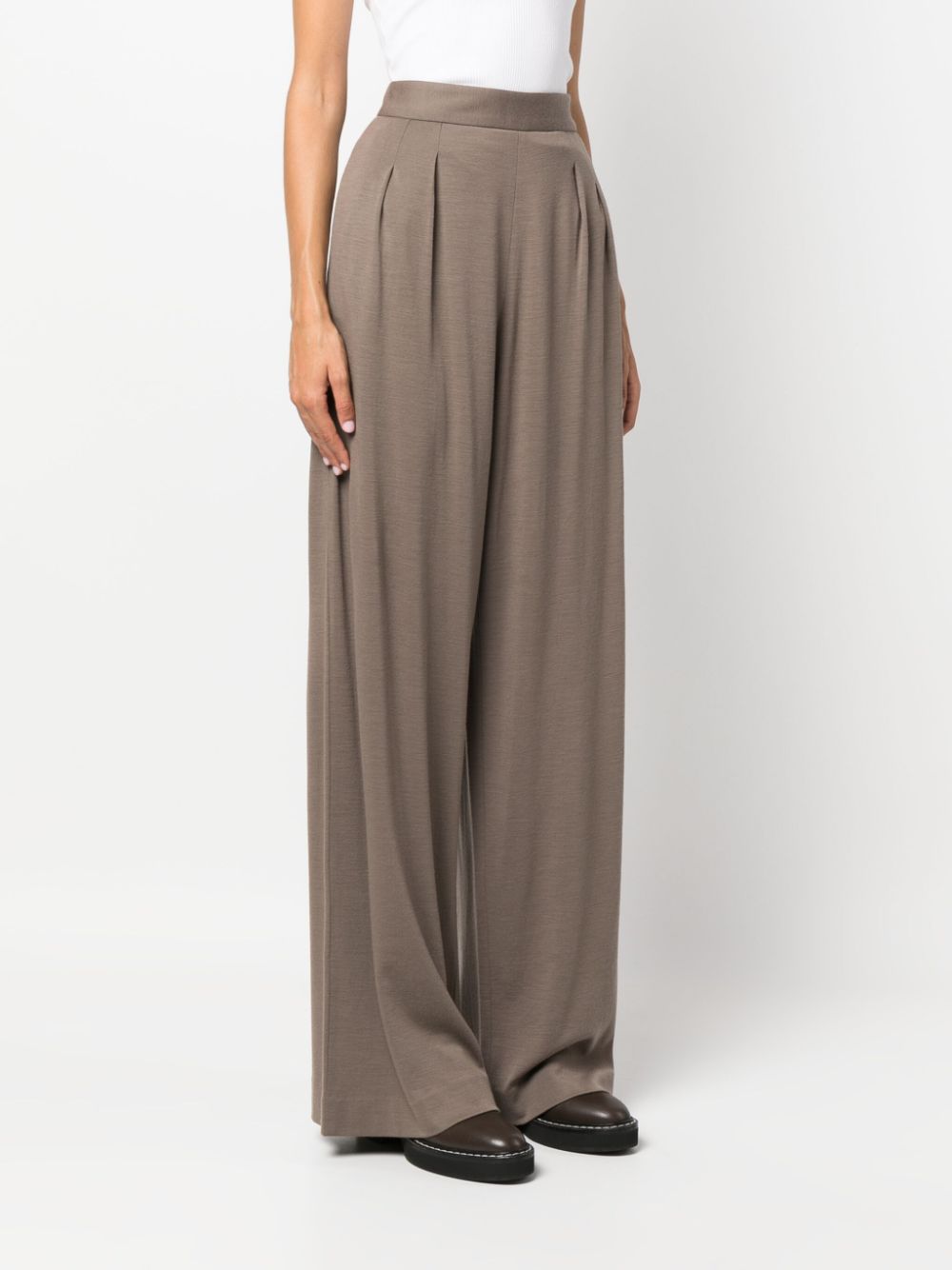 Wide leg wool trousers