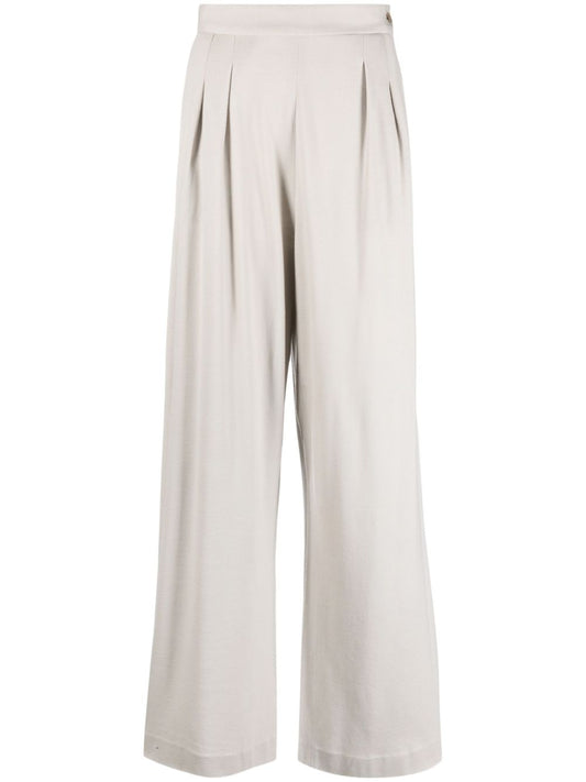 Wide leg wool trousers