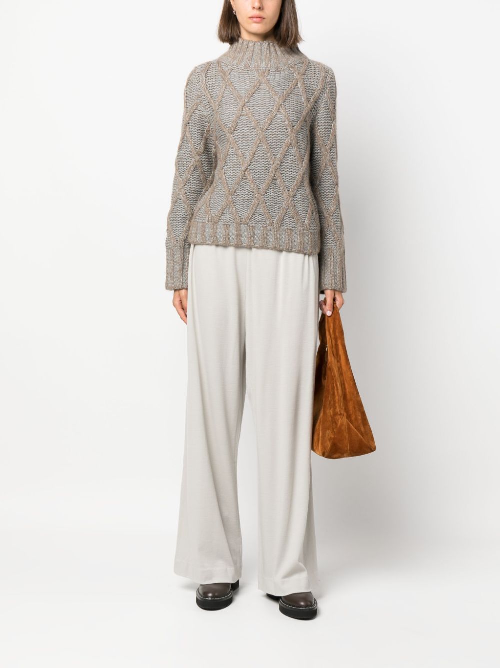 Wide leg wool trousers