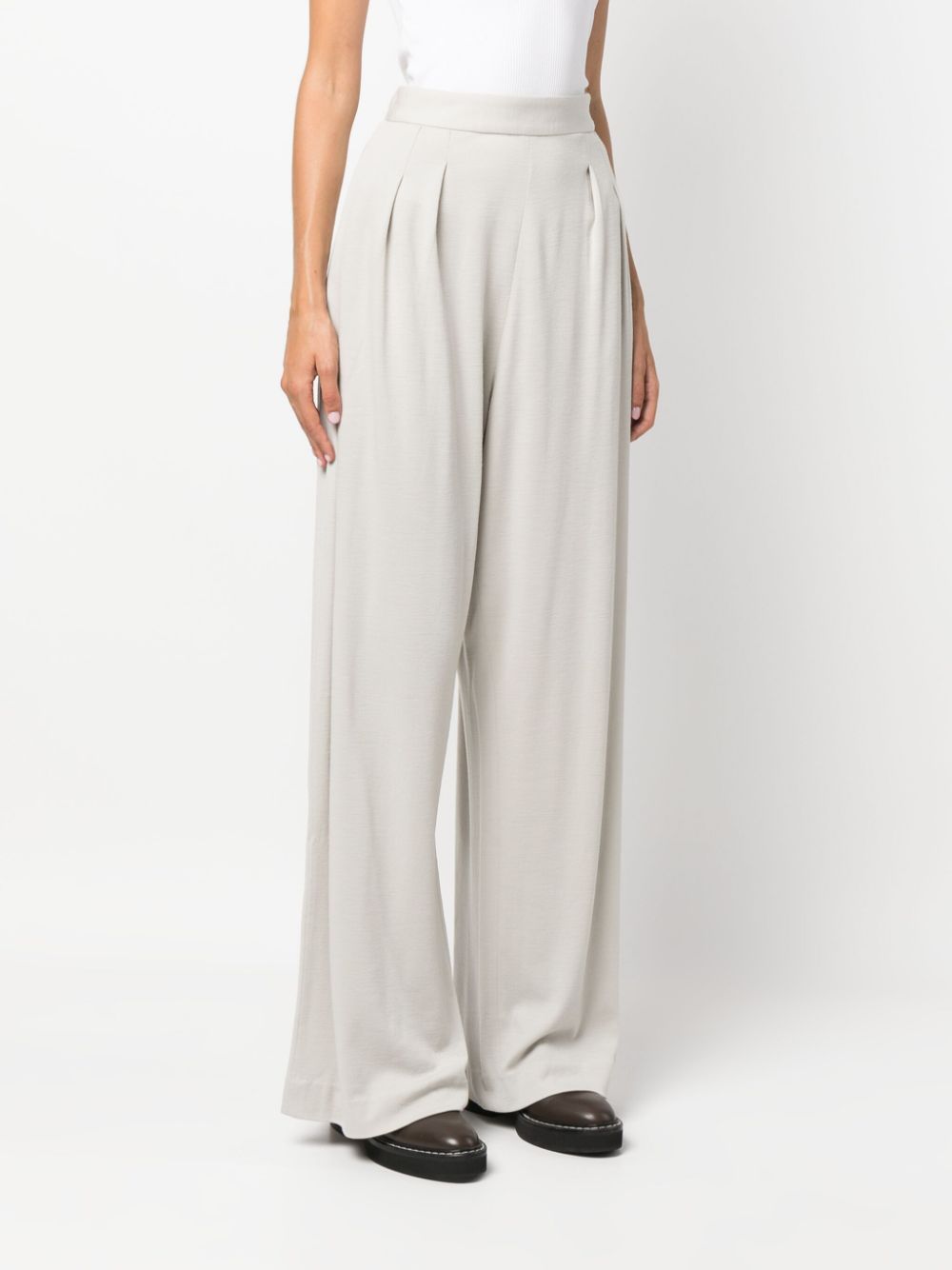 Wide leg wool trousers