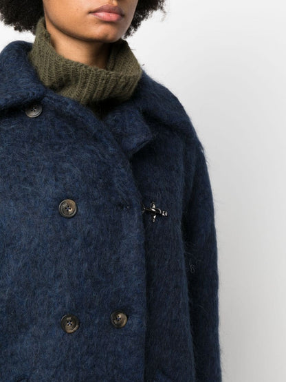 Double-breasted wool blend coat