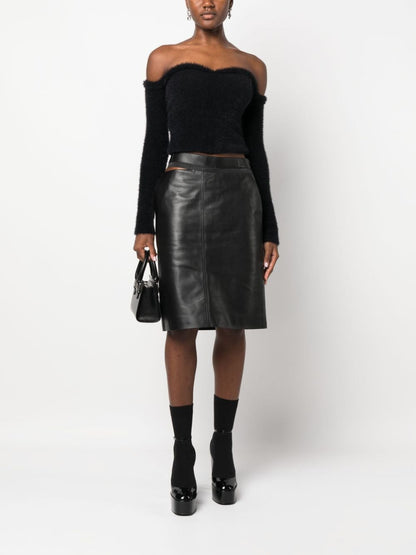 Leather midi skirt