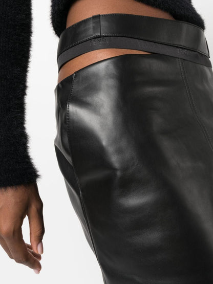 Leather midi skirt