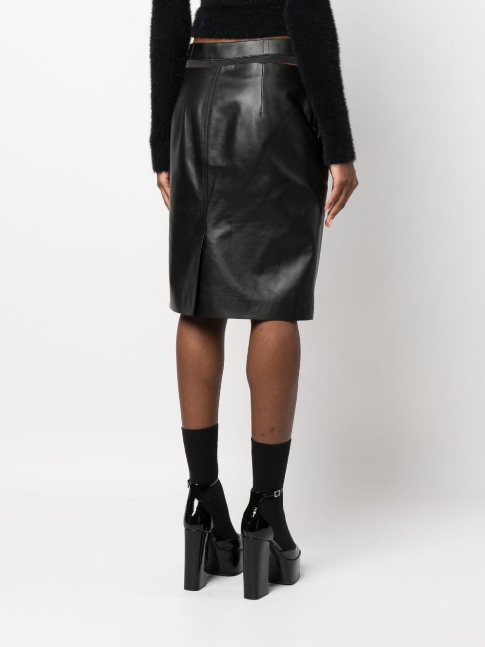 Leather midi skirt