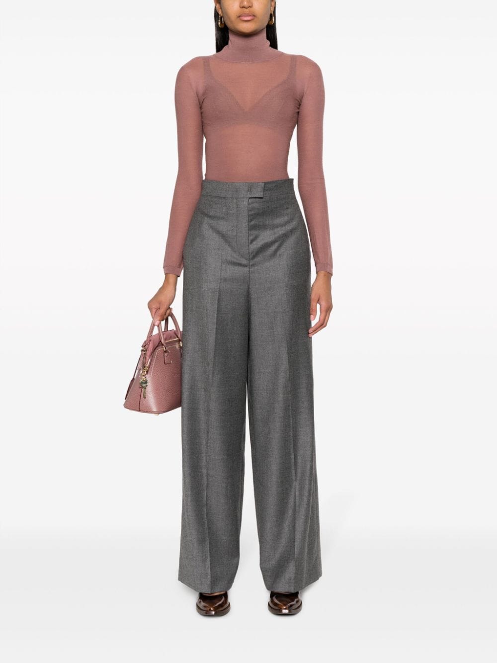 Wool high-waisted trousers