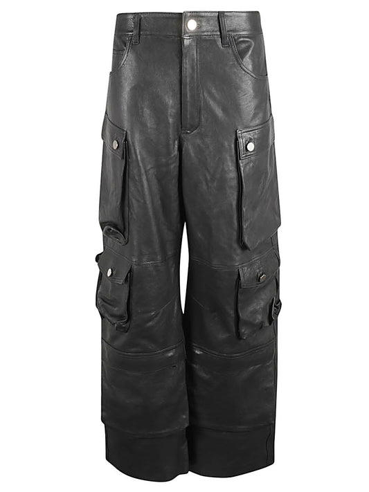 Leather cargo pants