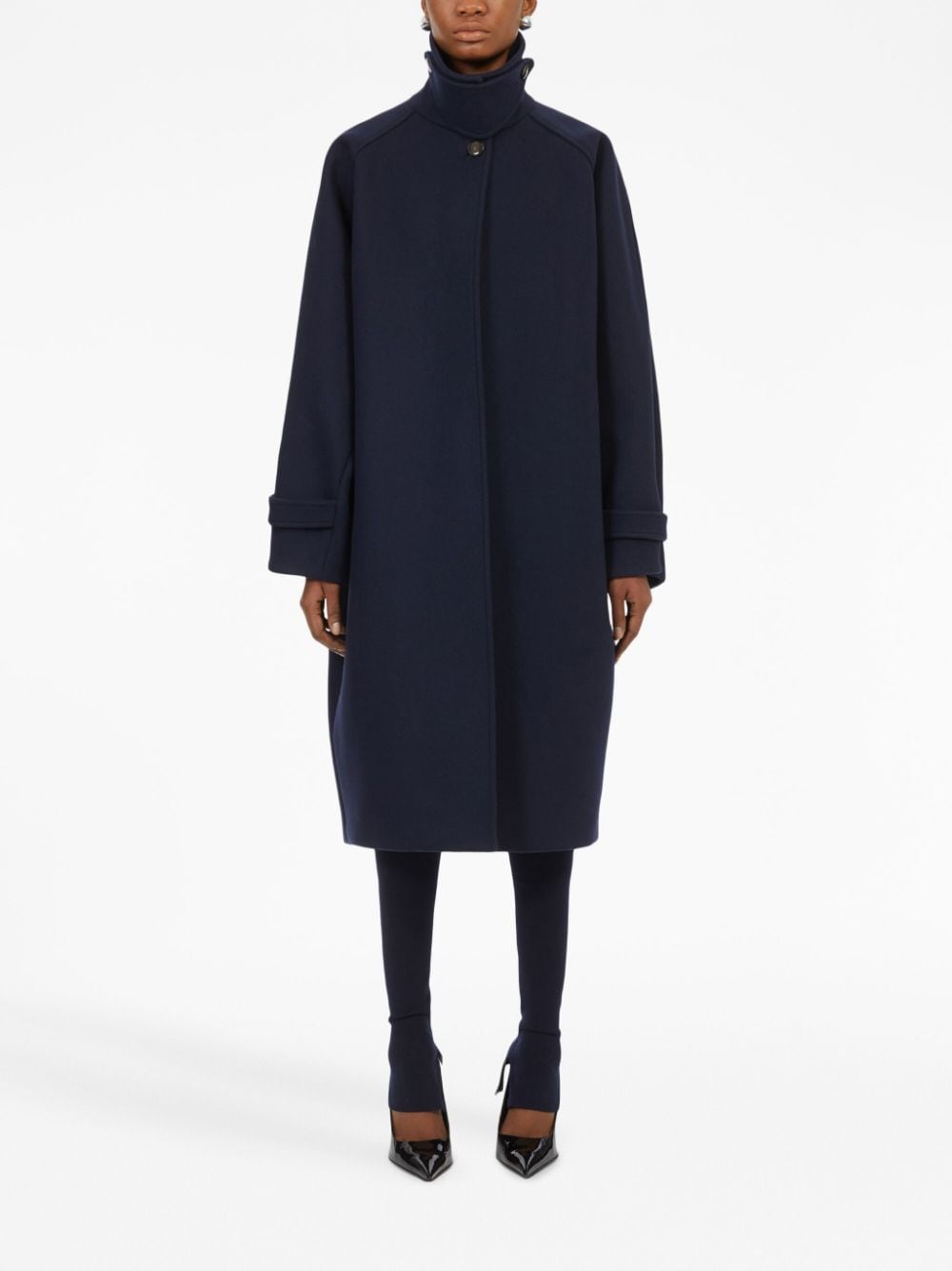 Oversized wool single-breasted coat