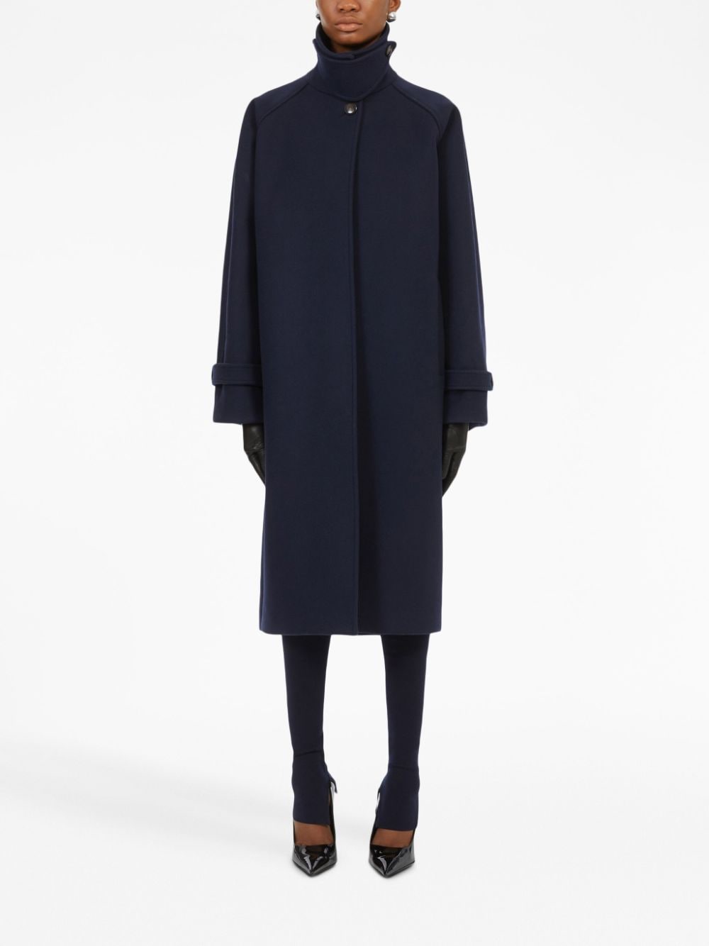 Oversized wool single-breasted coat