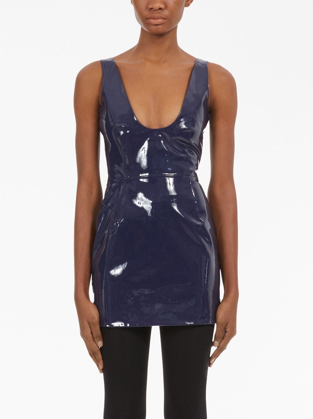 Patent leather mini dress