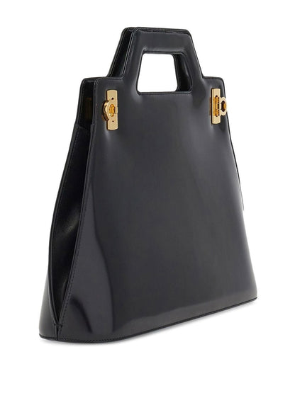 Wanda leather top-hndle bag