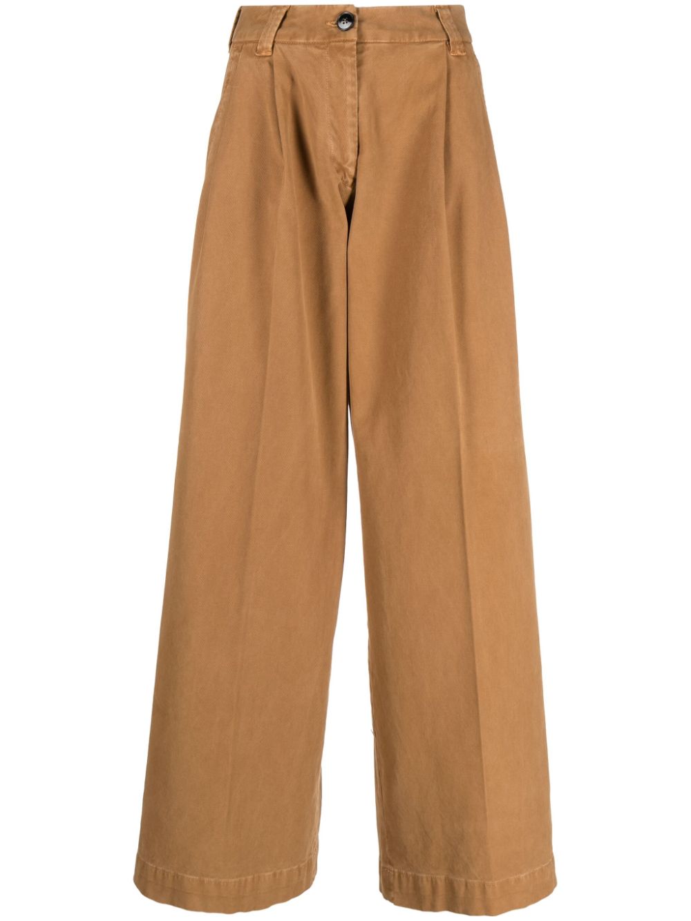 Wide leg cotton trousers