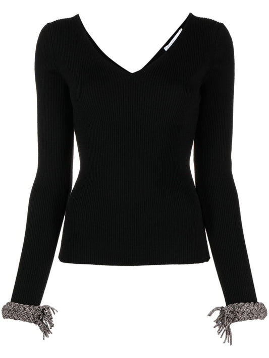 Crystal embellished wool top