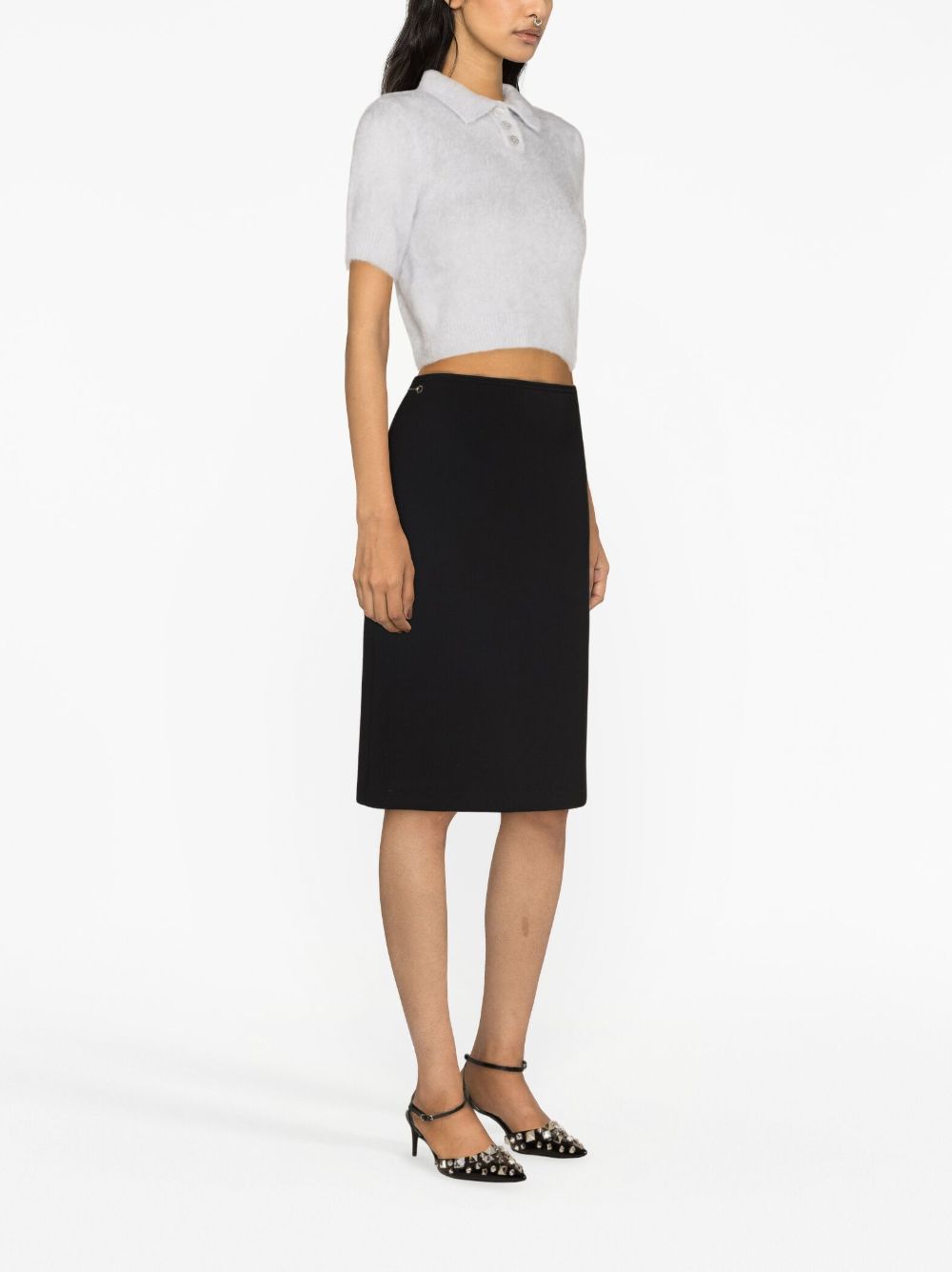 Horsebit wool midi skirt