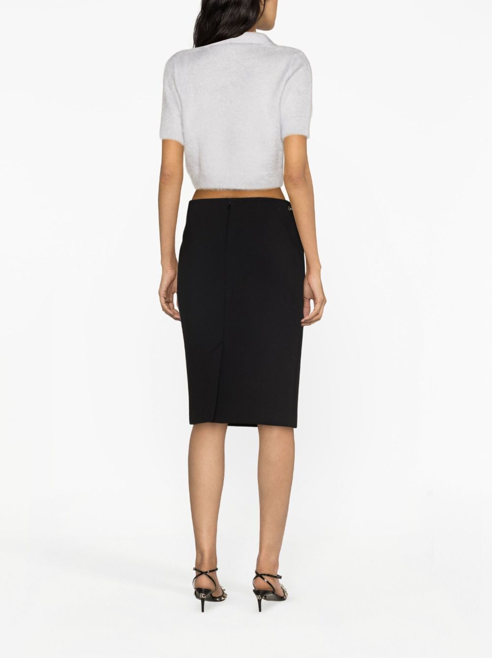 Horsebit wool midi skirt