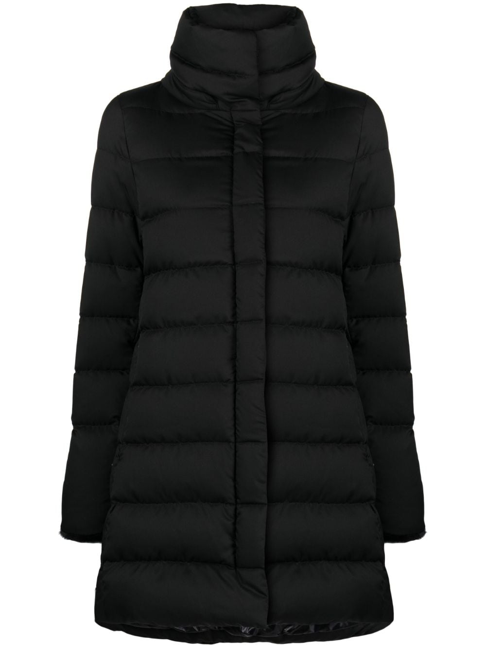 Nylon midi puffer jacket