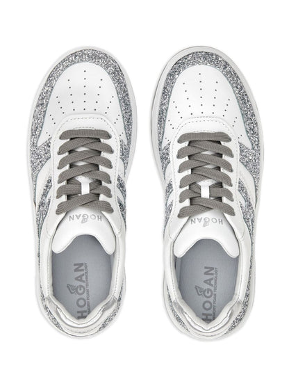 H630 leather and glitter sneakers