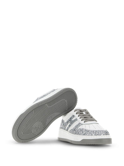 H630 leather and glitter sneakers