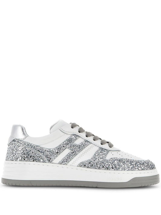 H630 leather and glitter sneakers